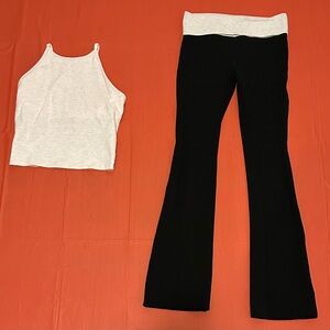 PINK Victoria's Secret Black and White Flare Pants Set